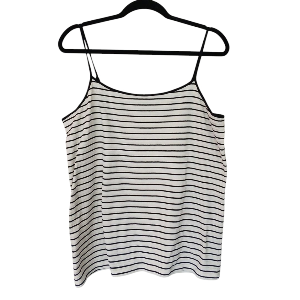 LOFT Textured Cream And Black Striped Spaghetti Strap Cami Size Extra Large